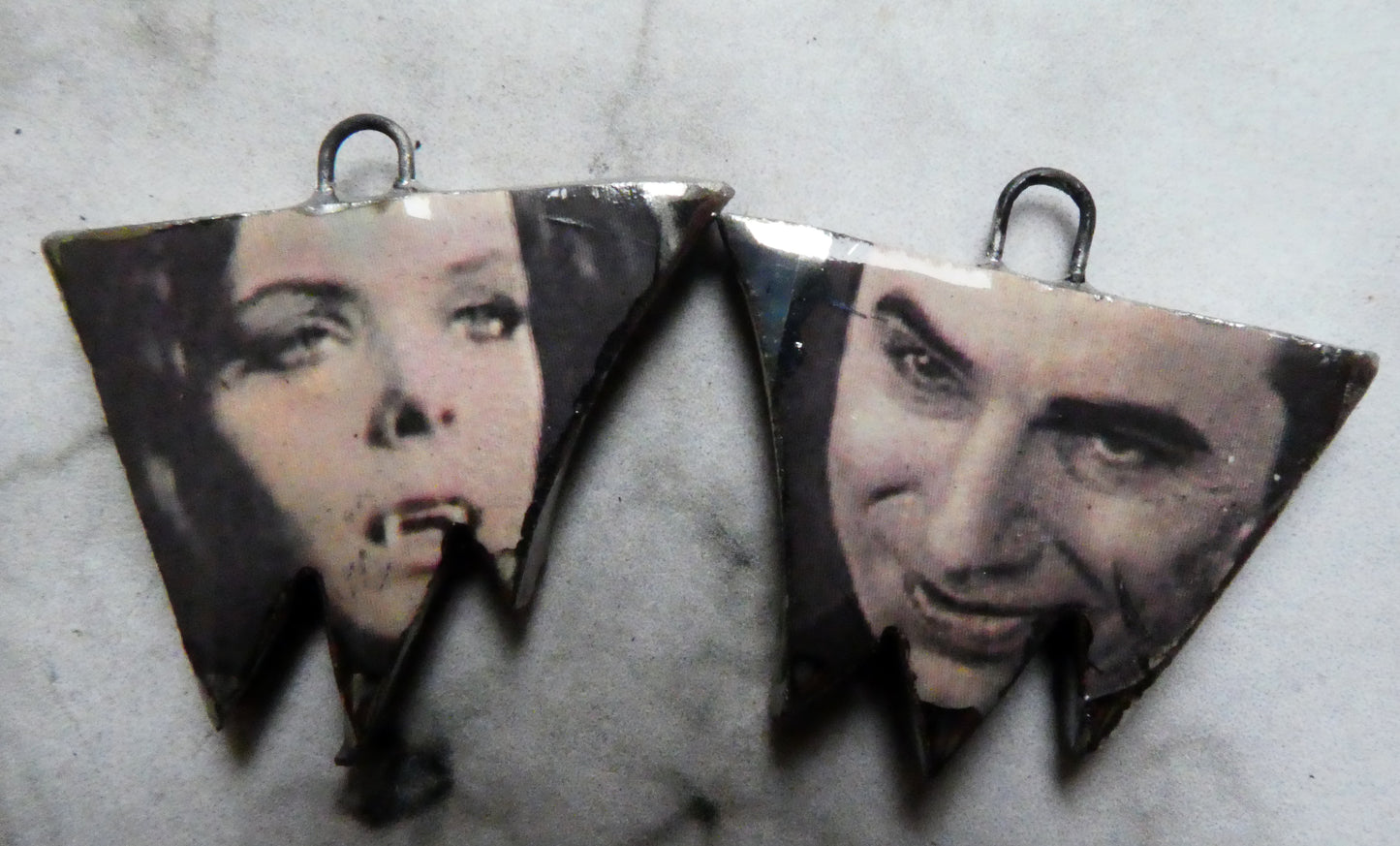 Ceramic Horror Decal Earring Charms - Dracula and Bride #2