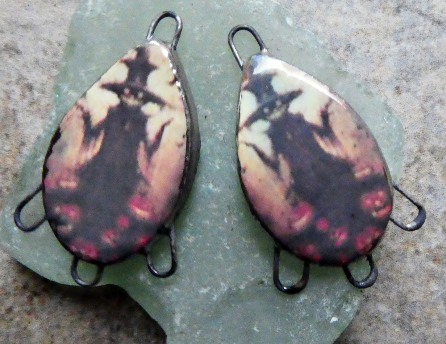 Ceramic Spooky Scarecrow Decal Earring Connectors
