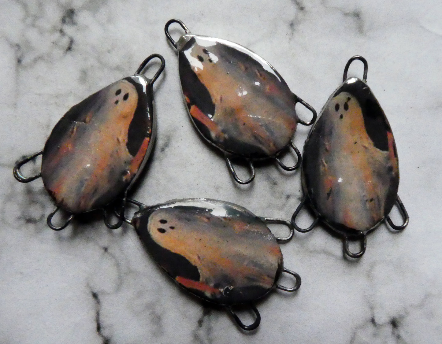 Ceramic Ghostie Decal Earring Connectors #4