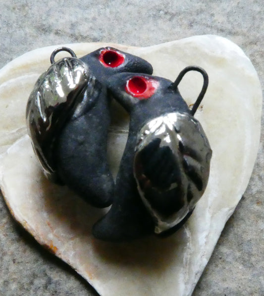 Ceramic Red Eyed Ravens in the Moonlight