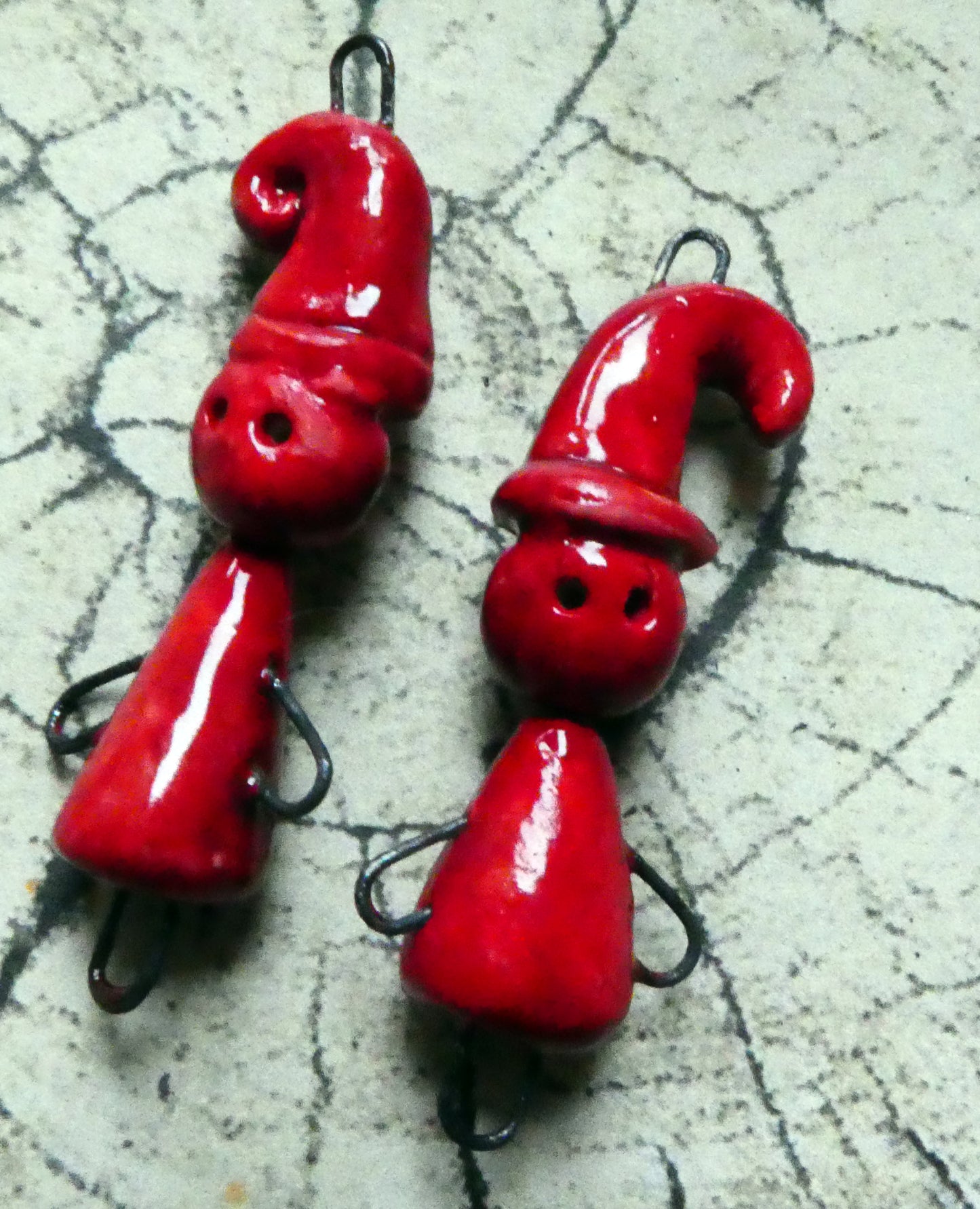 Ceramic Witch Connectors - Red