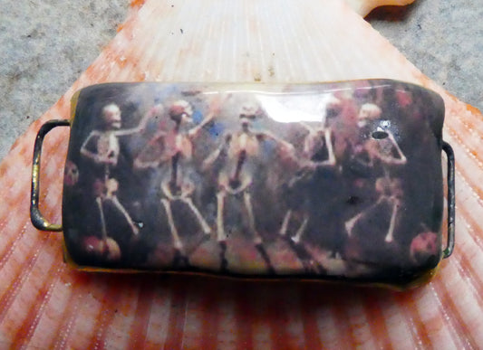Ceramic Dancing Skeletons Decal Bracelet Focal