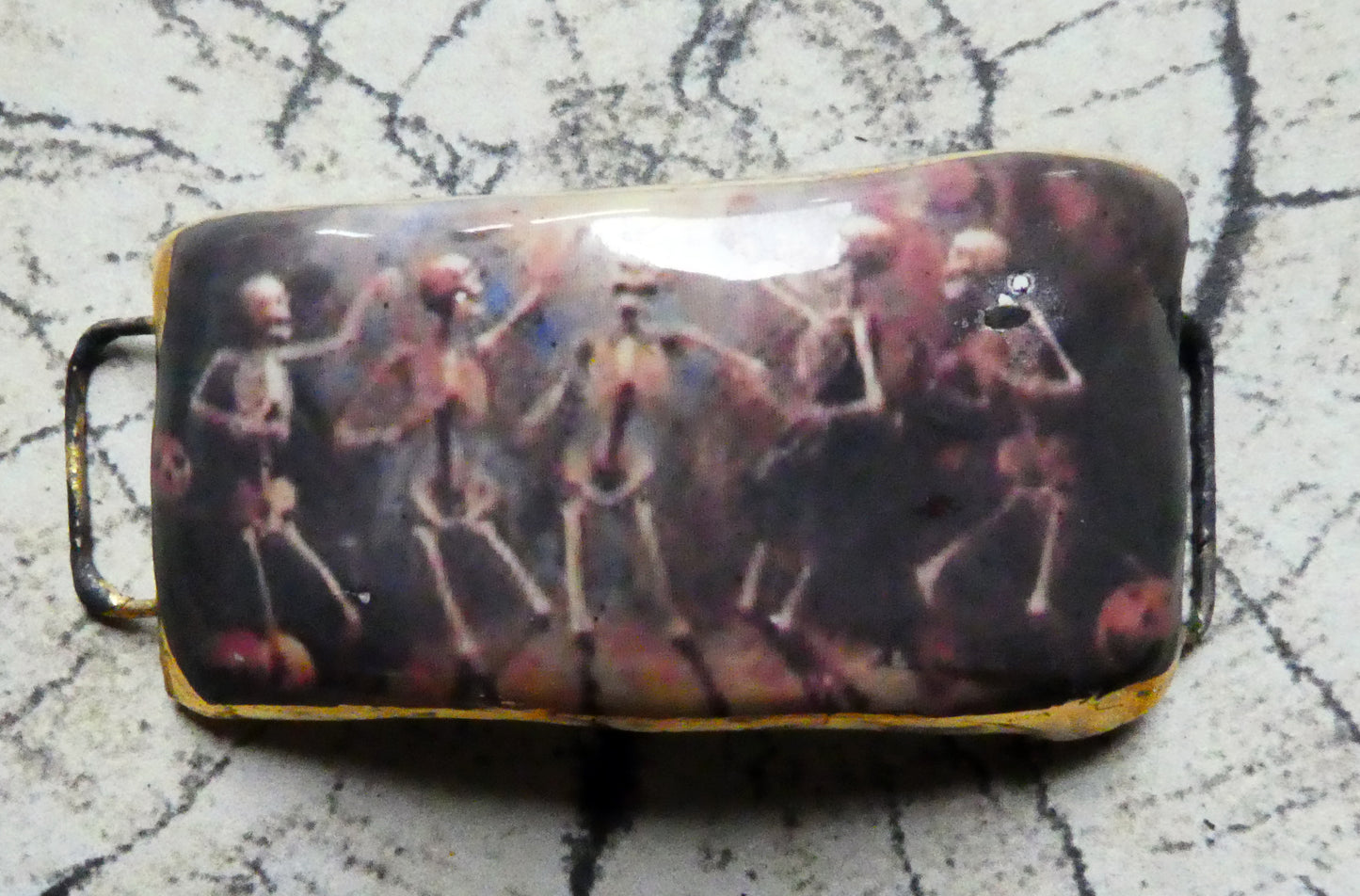 Ceramic Dancing Skeletons Decal Bracelet Focal