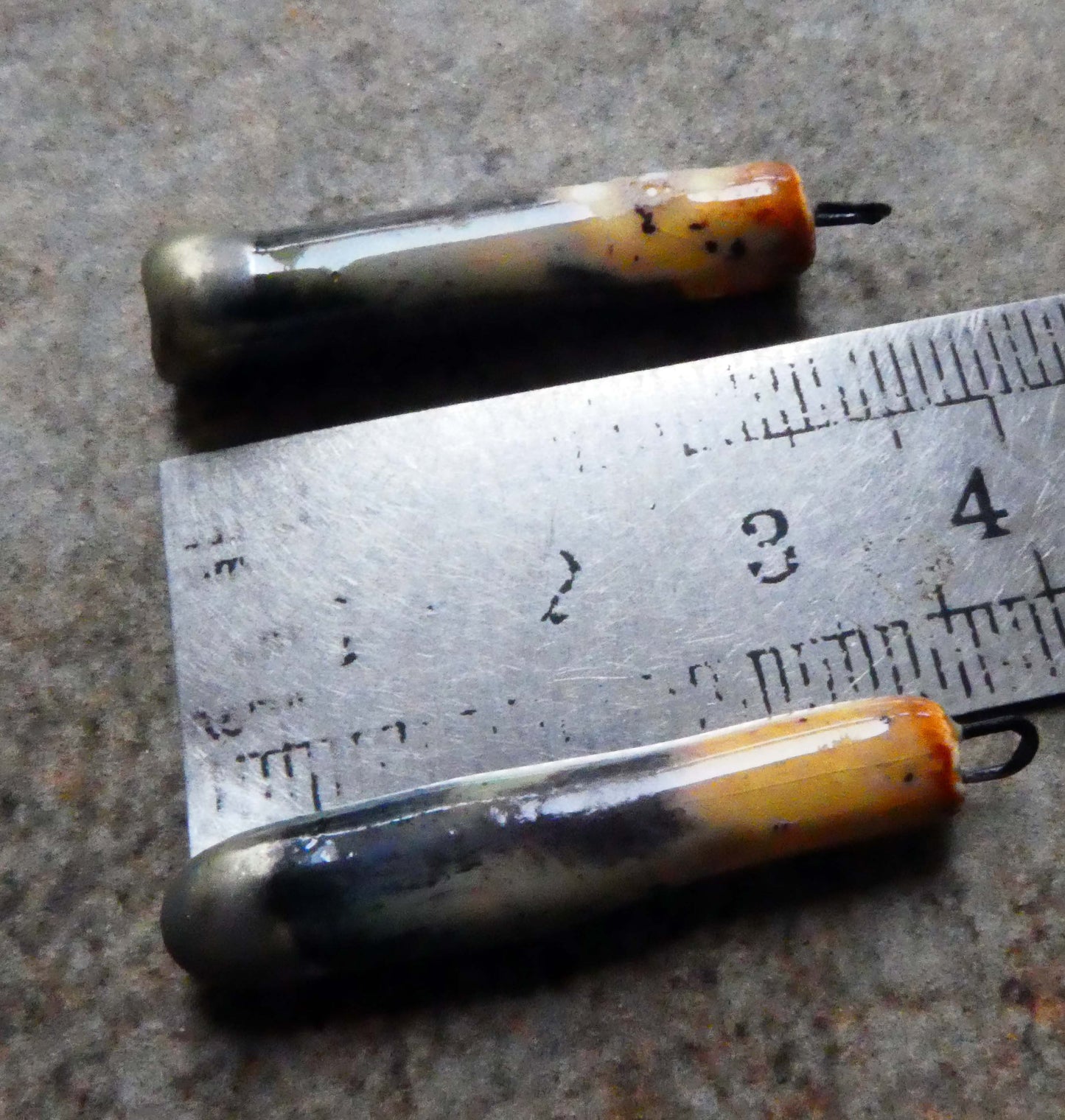 Ceramic Sticks Earring Charms -Amber Ash and Volcanic Glow