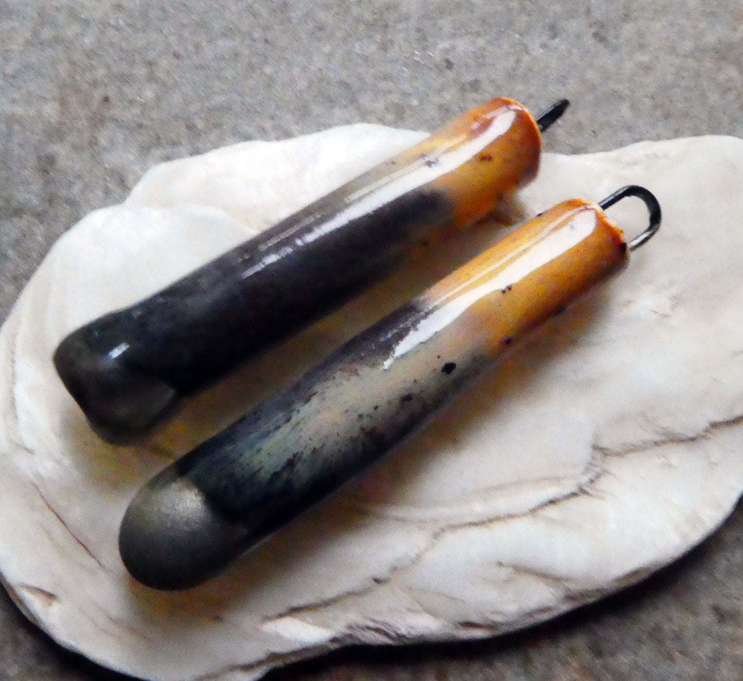 Ceramic Sticks Earring Charms -Amber Ash and Volcanic Glow