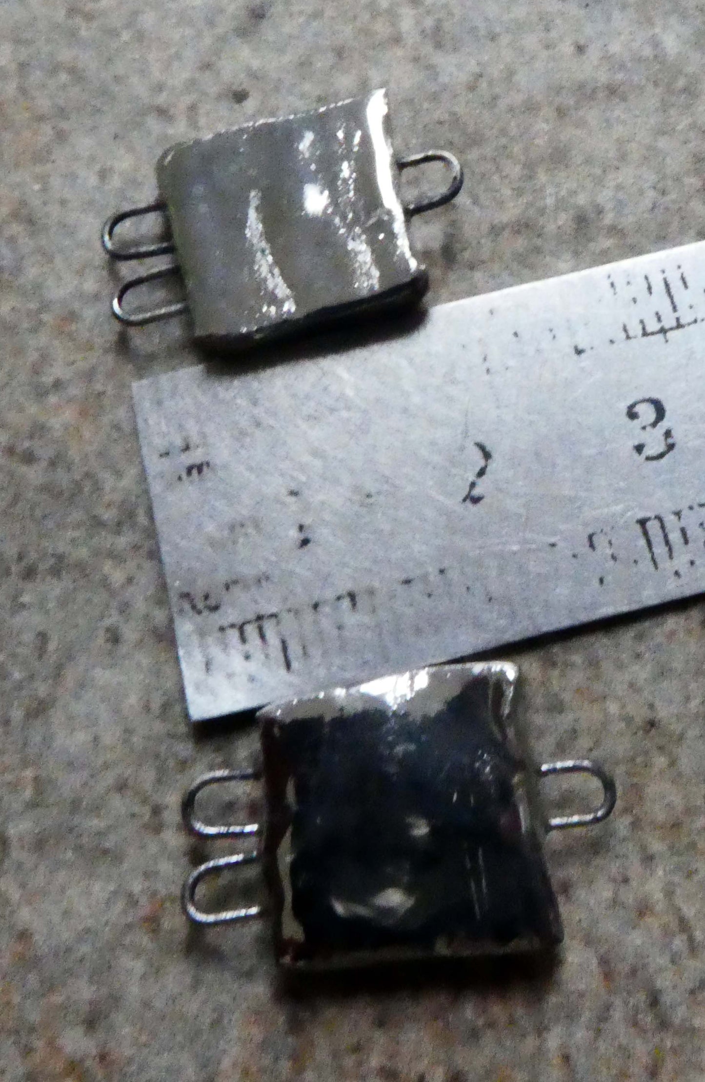 Ceramic Little Square Earring Connectors-Platinum