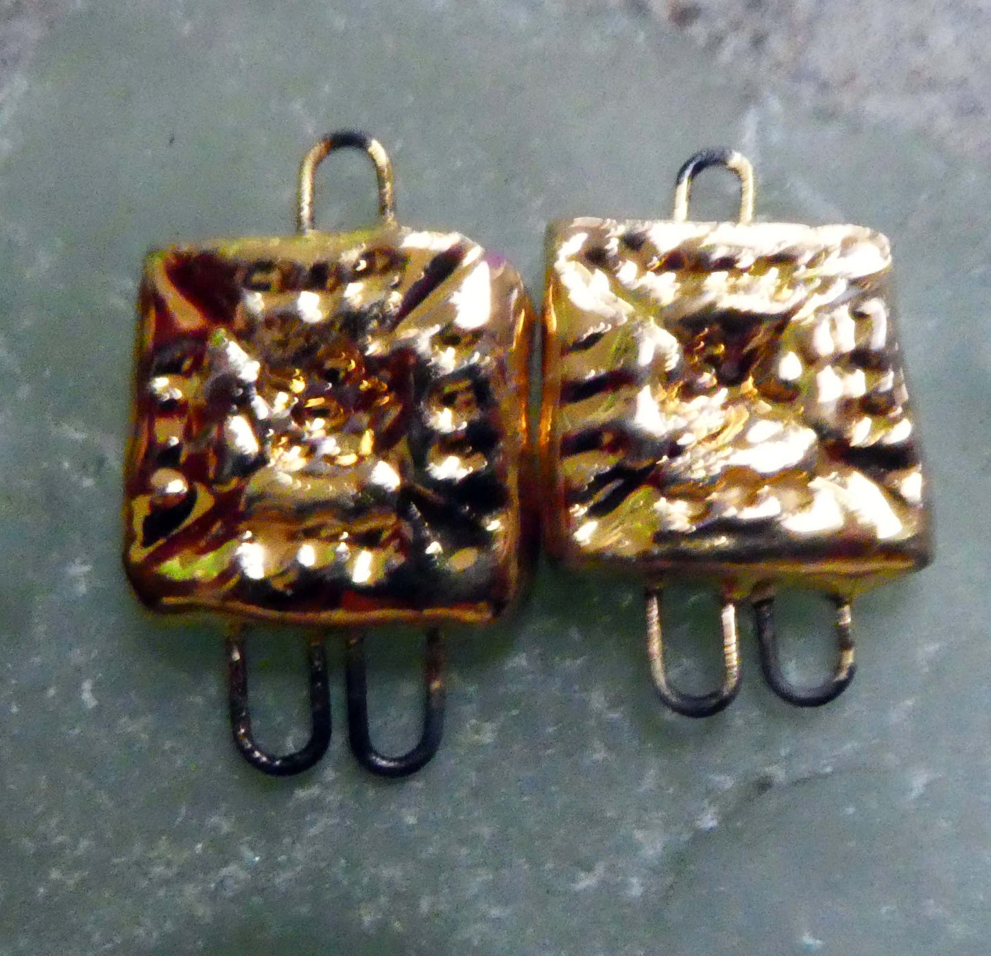Ceramic Little Square Earring Connectors-Gold