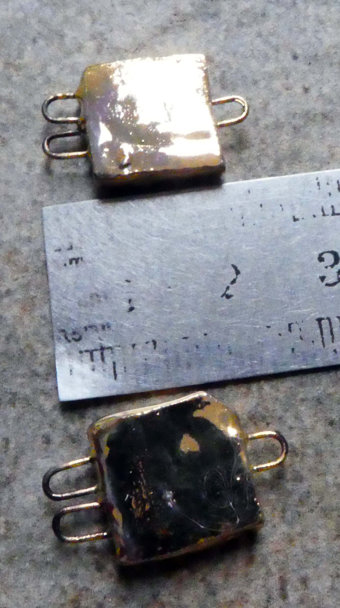 Ceramic Little Square Earring Connectors-Gold