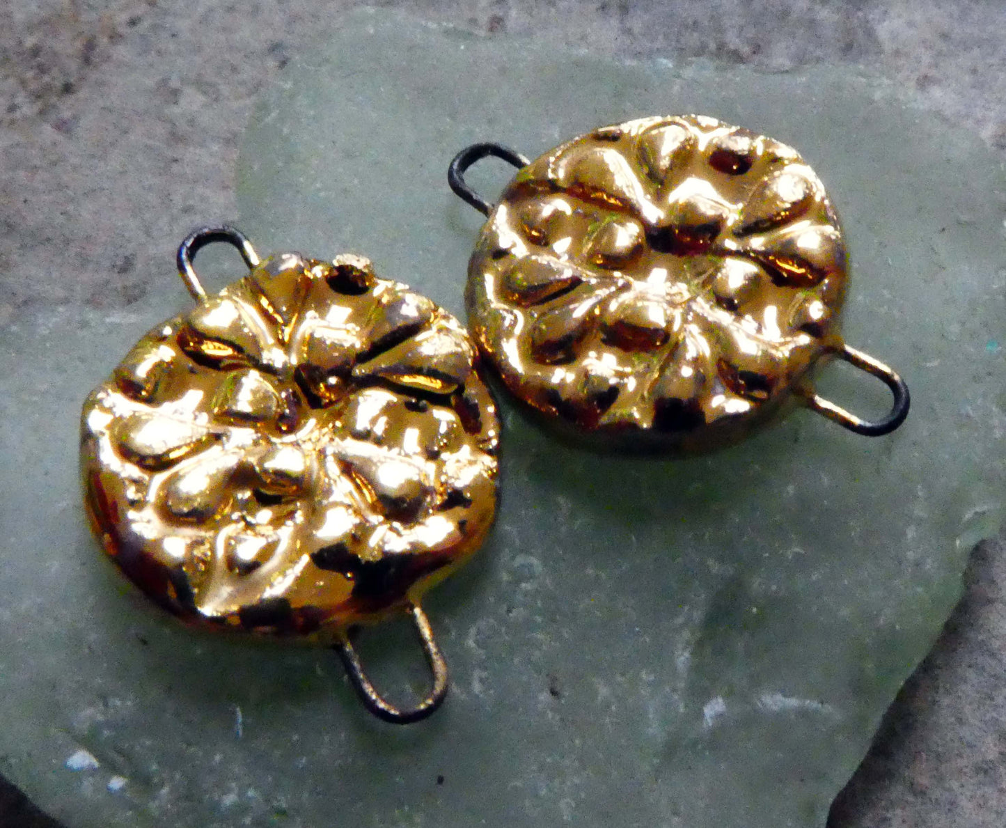 Ceramic Snowflake Earring Connectors-Gold