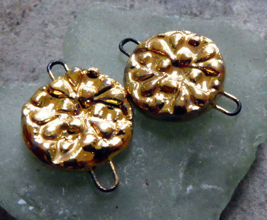 Ceramic Snowflake Earring Connectors-Gold