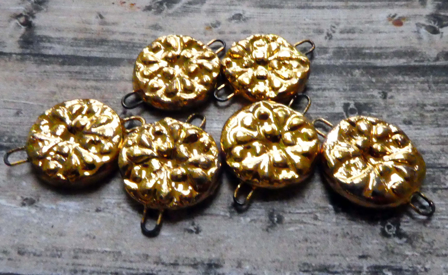 Ceramic Snowflake Earring Connectors-Gold