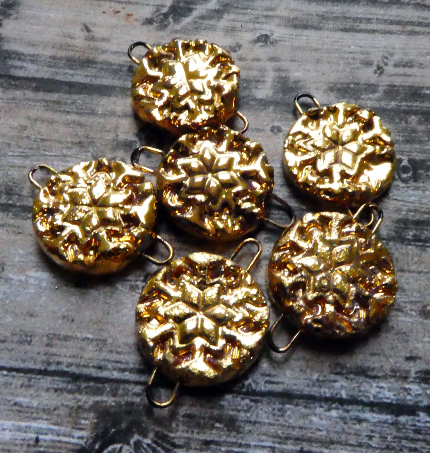 Ceramic Snowflake Earring Connectors #2-Gold