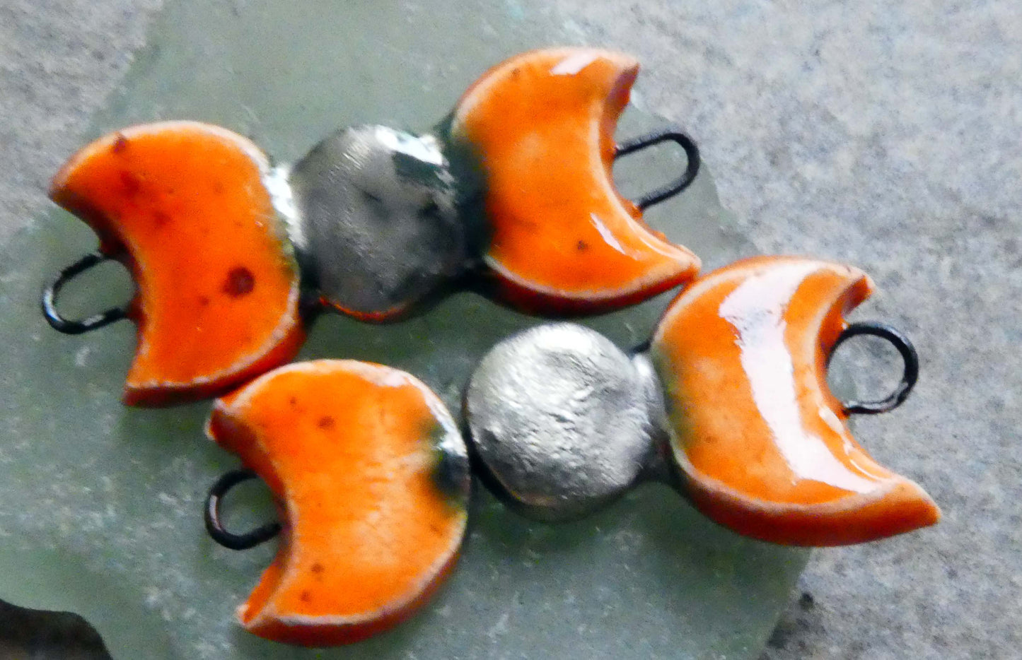Ceramic Mystic Moons Earring Connectors - Wildfire