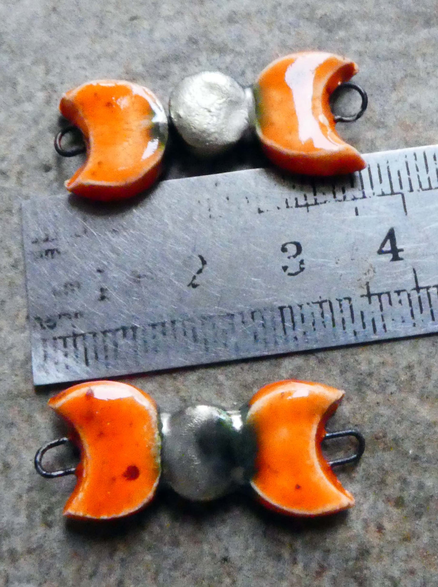 Ceramic Mystic Moons Earring Connectors - Wildfire