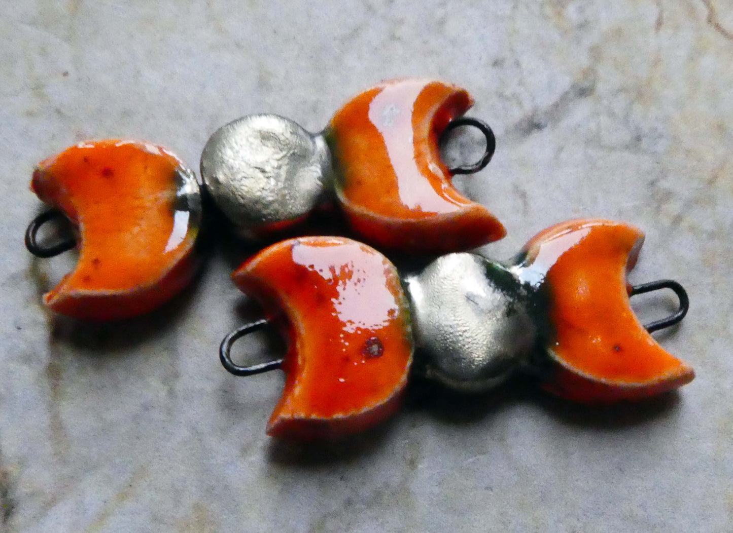 Ceramic Mystic Moons Earring Connectors - Wildfire
