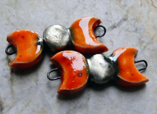 Ceramic Mystic Moons Earring Connectors - Wildfire