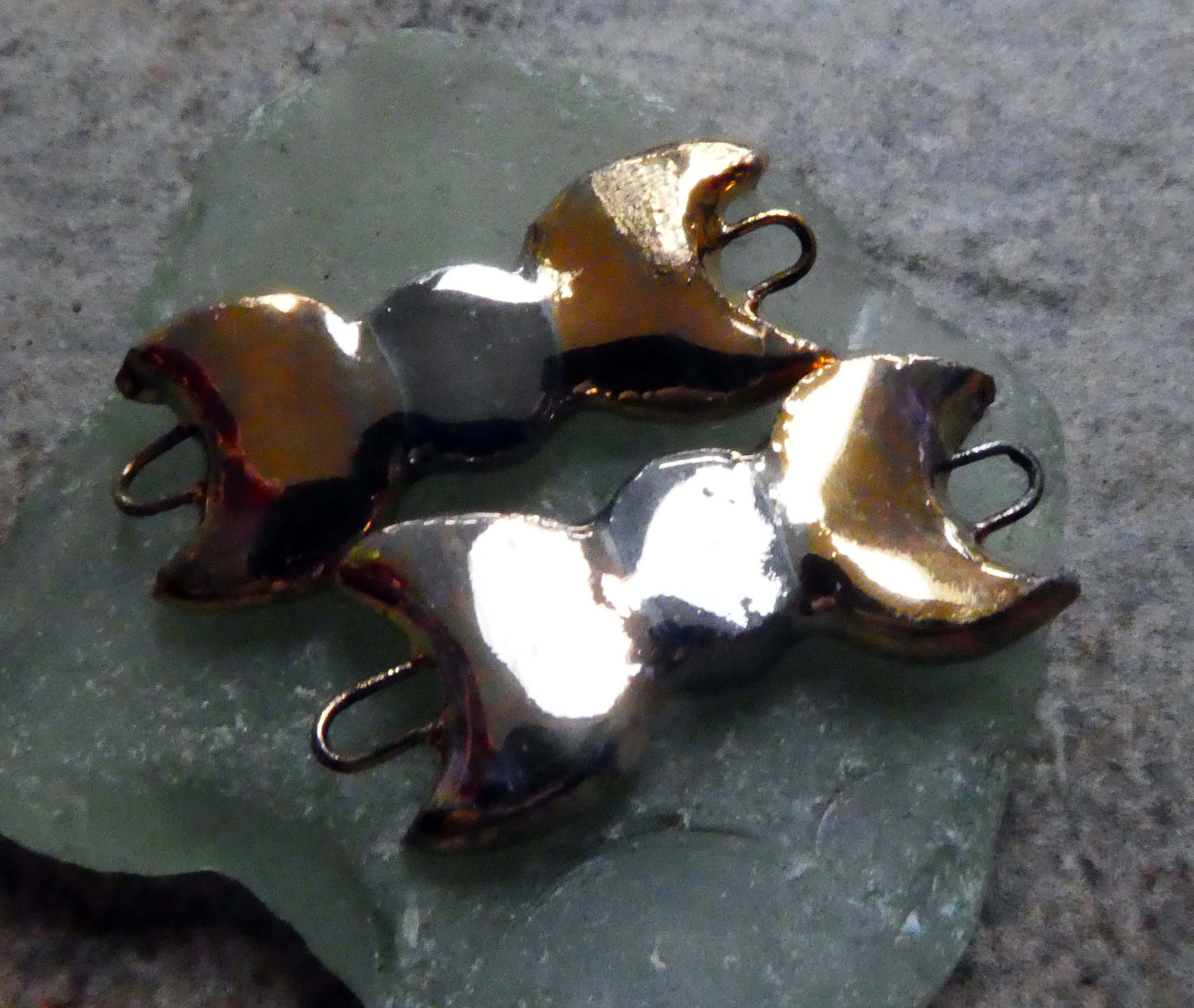 Ceramic Mystic Moons Earring Connectors - Gold and Platinum