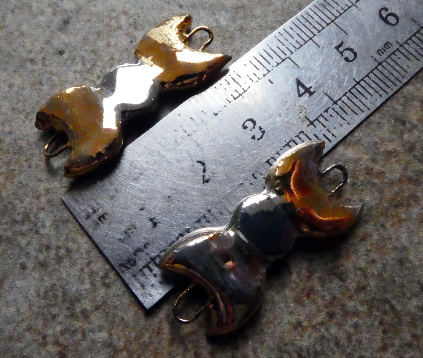 Ceramic Mystic Moons Earring Connectors - Gold and Platinum