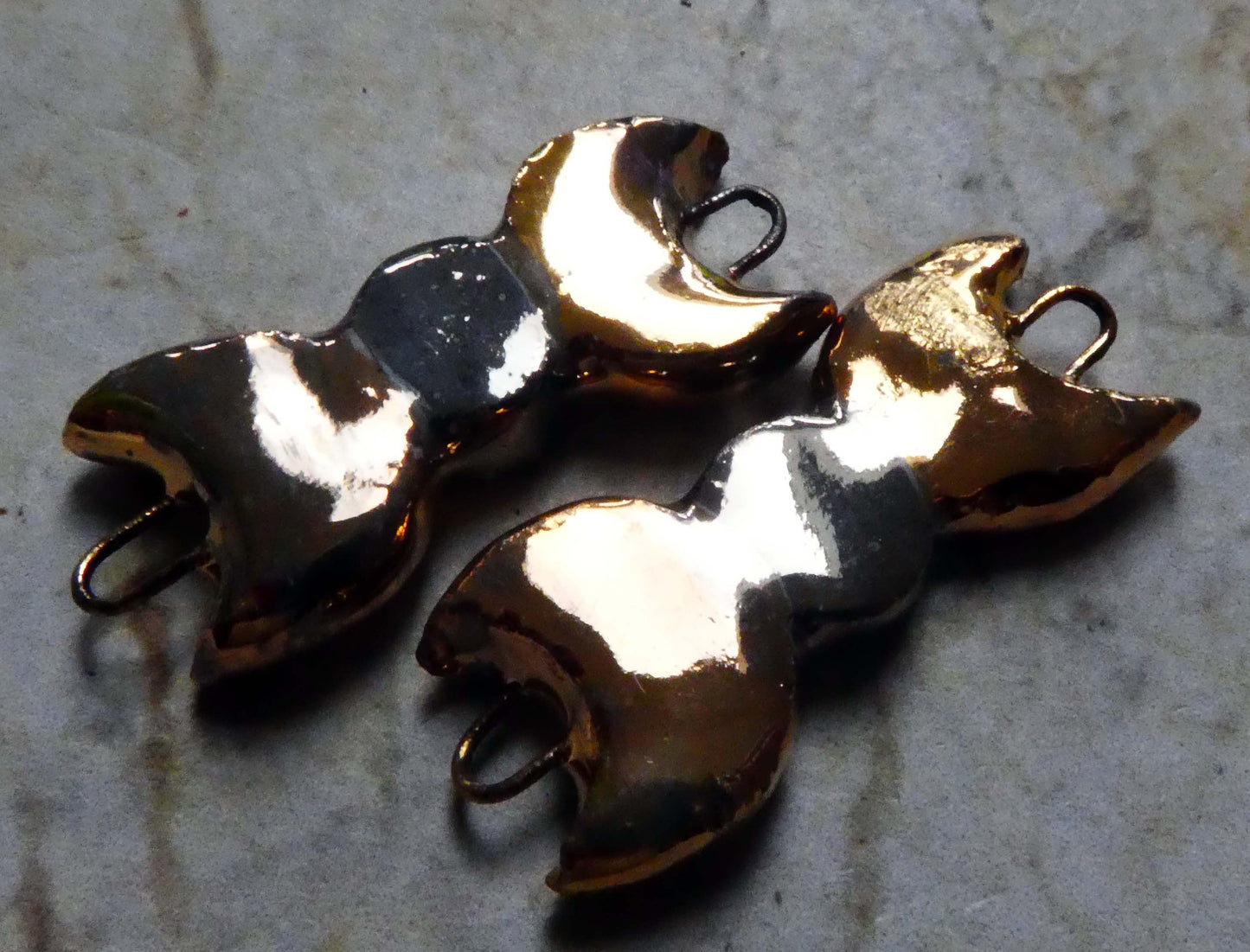 Ceramic Mystic Moons Earring Connectors - Gold and Platinum