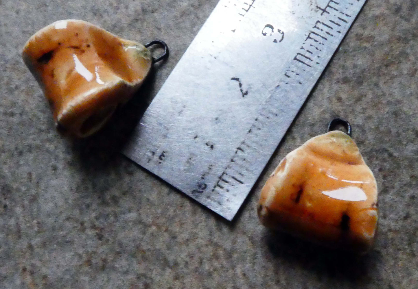 Ceramic Folded Earring Connectors - Oriental Caramel