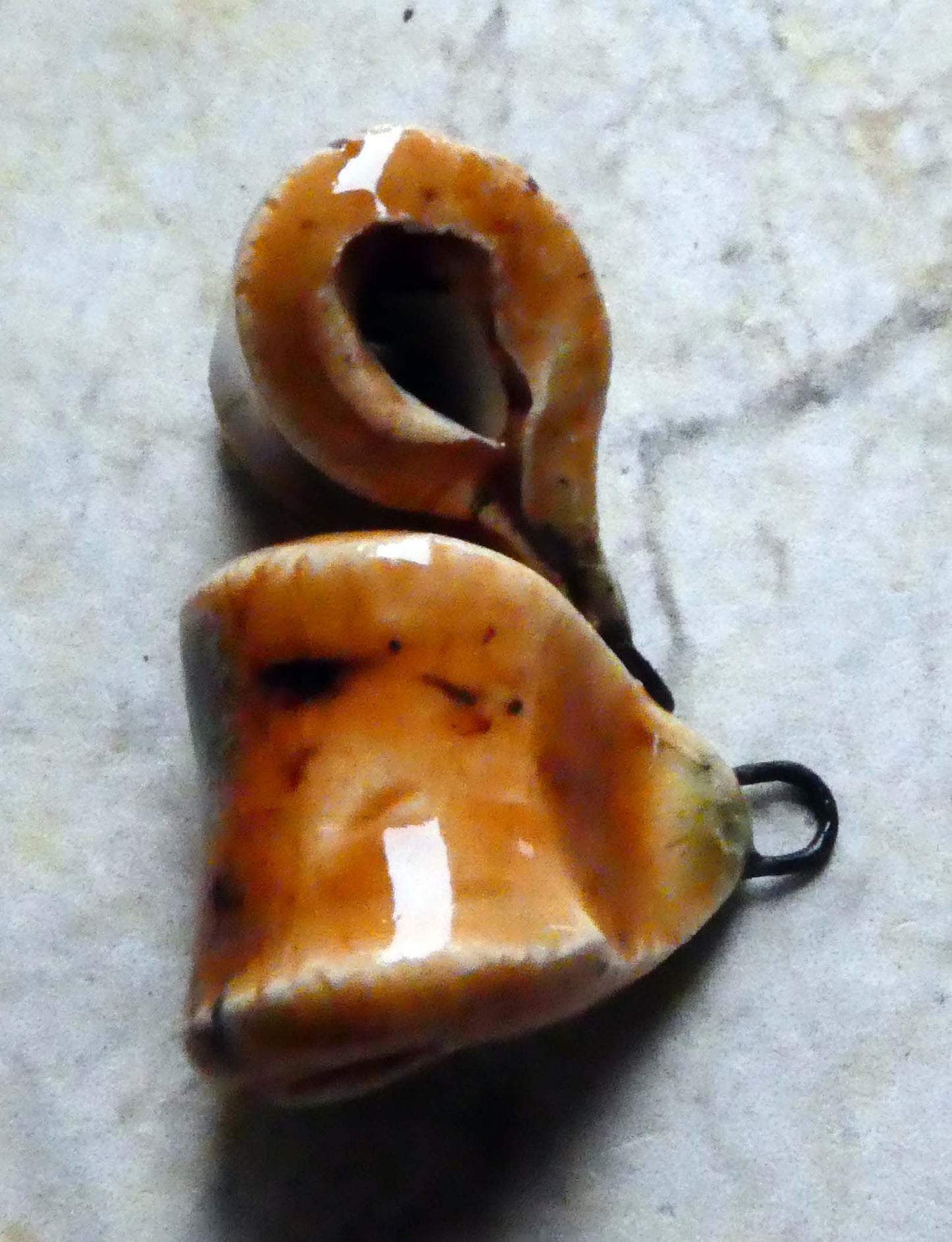 Ceramic Folded Earring Connectors - Oriental Caramel