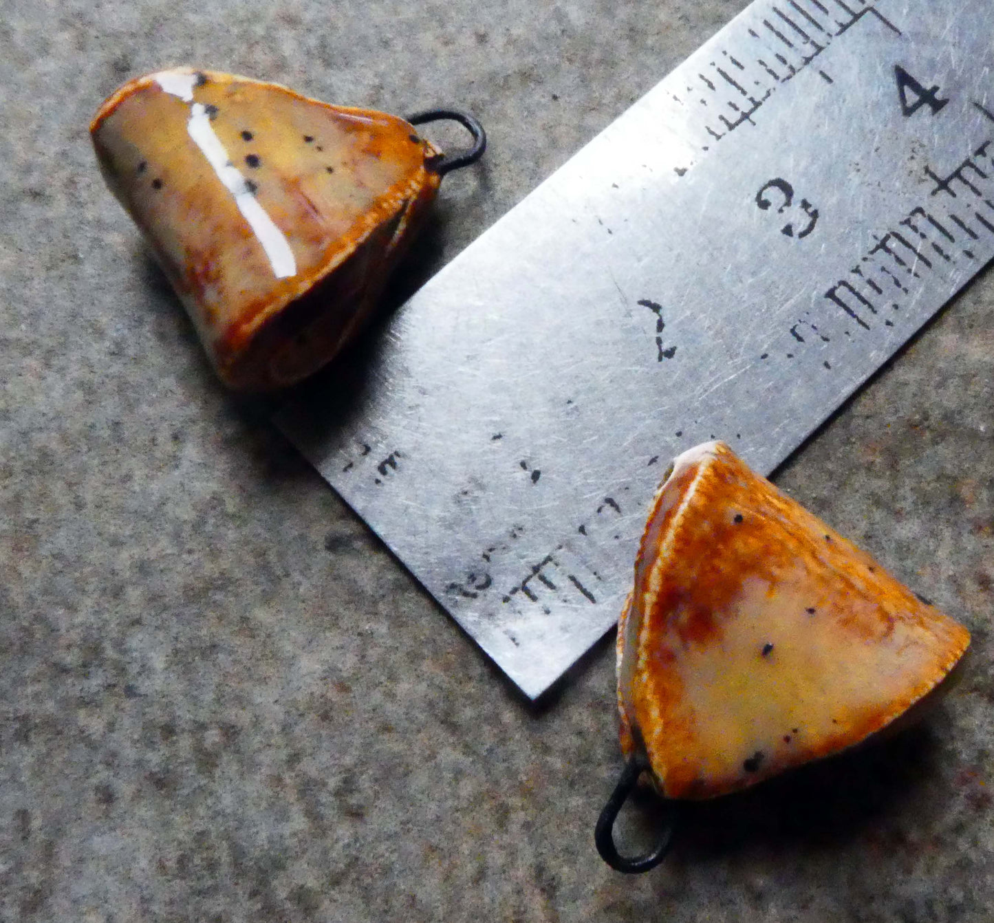 Ceramic Folded Earring Connectors -Amber Ash