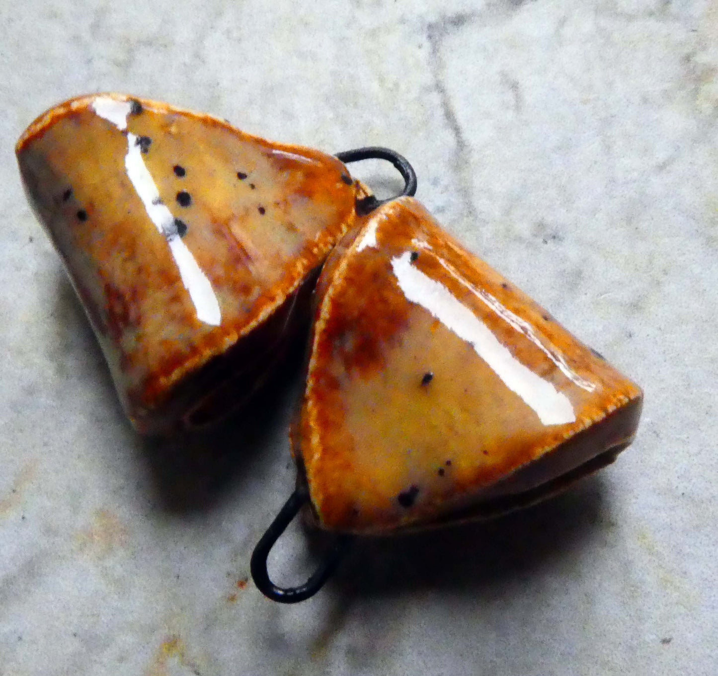 Ceramic Folded Earring Connectors -Amber Ash