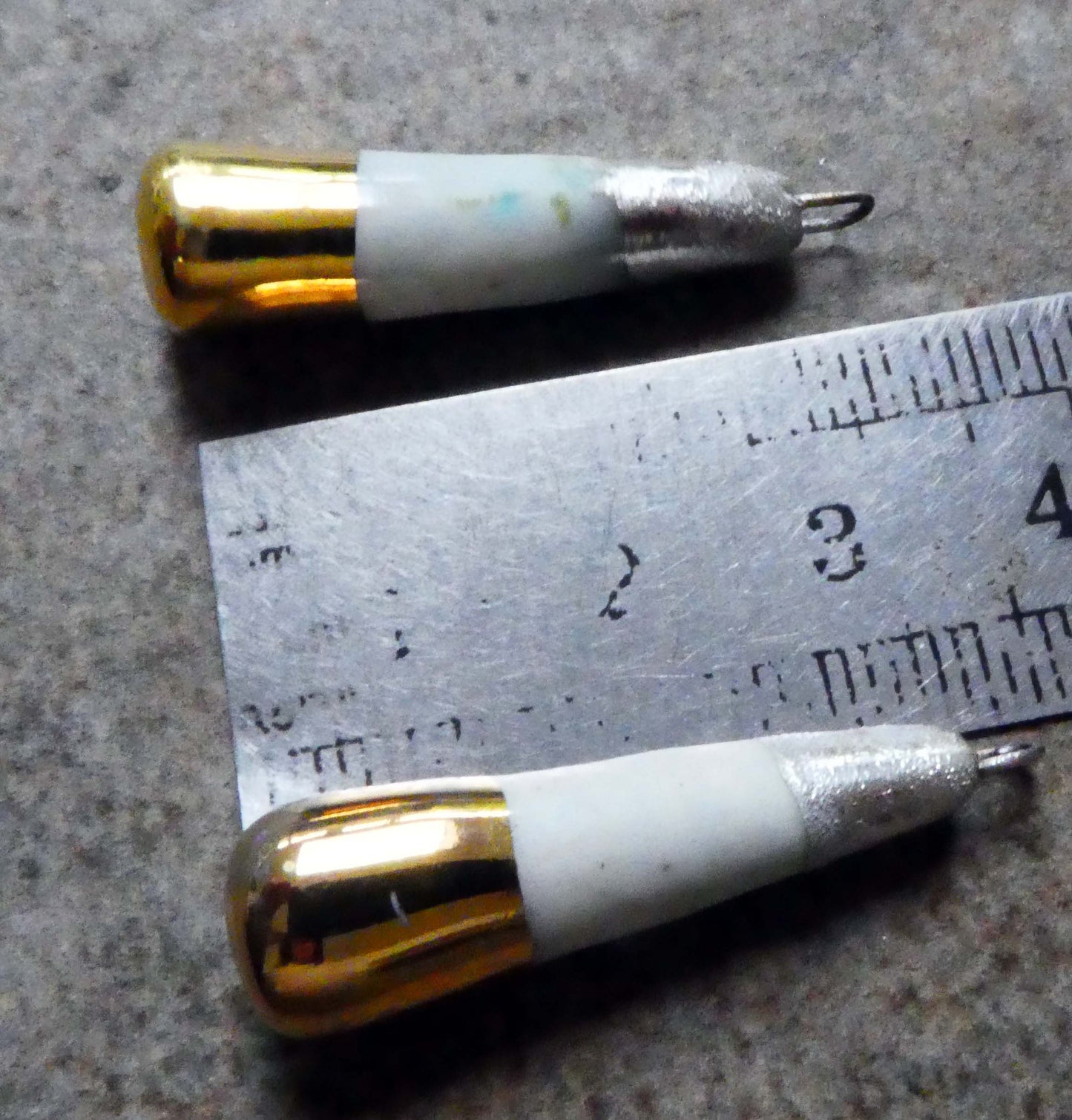 Porcelain Silver and Lustre Baton Earring Charms - Gold