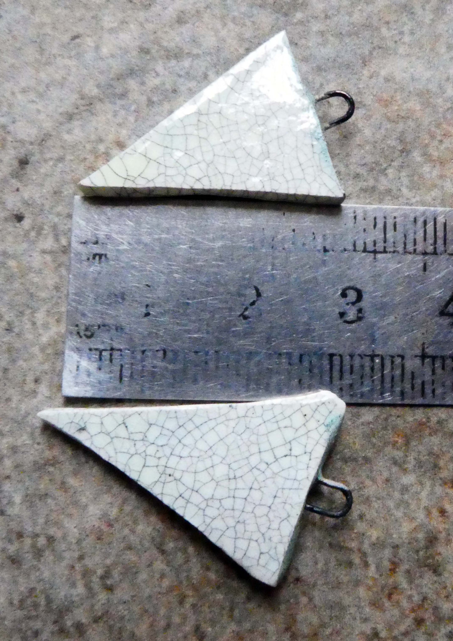 Porcelain Dagger Crackly Earring Charms - Gold