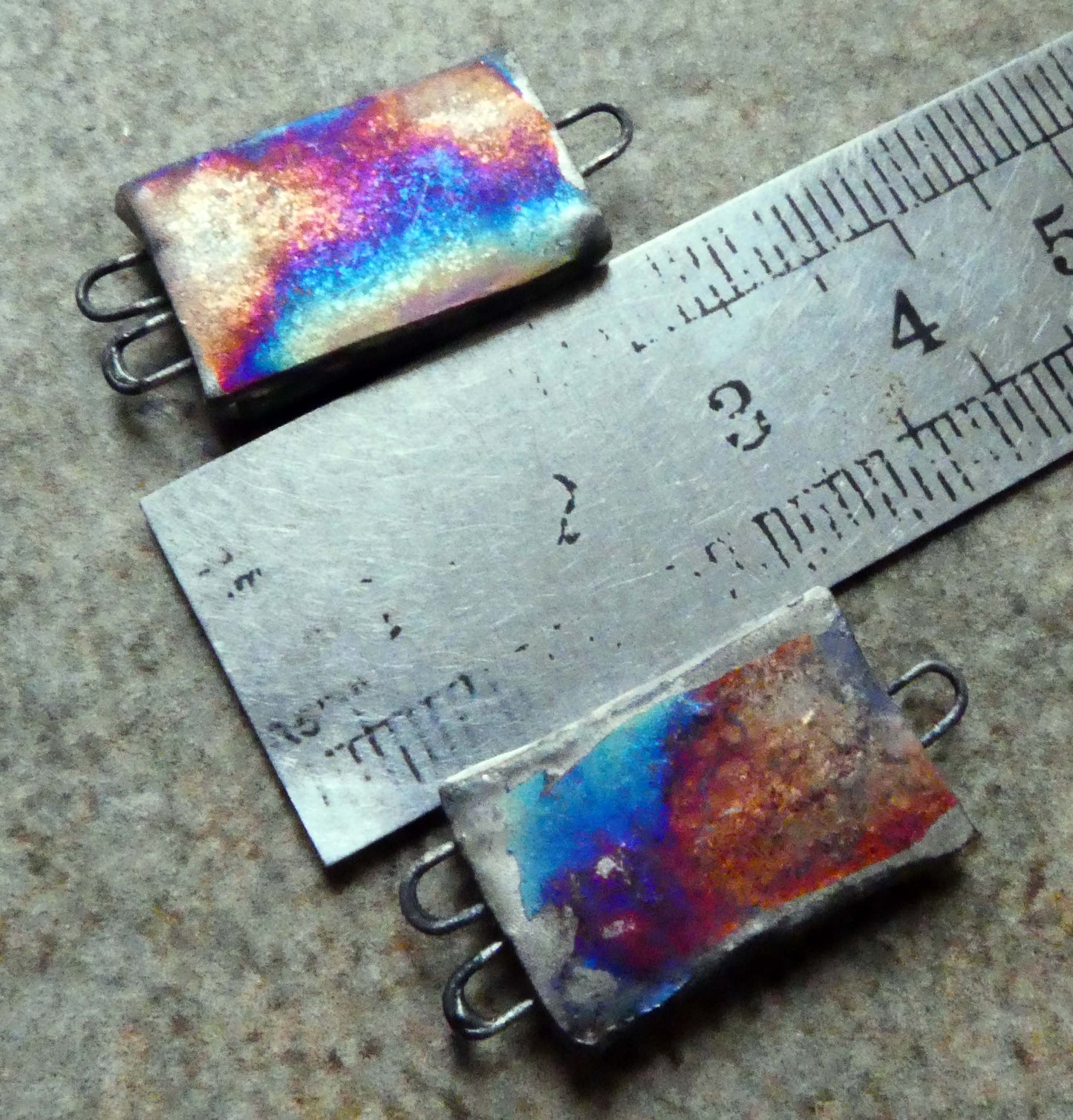 Ceramic Patchwork Tablet Earring Connectors #2