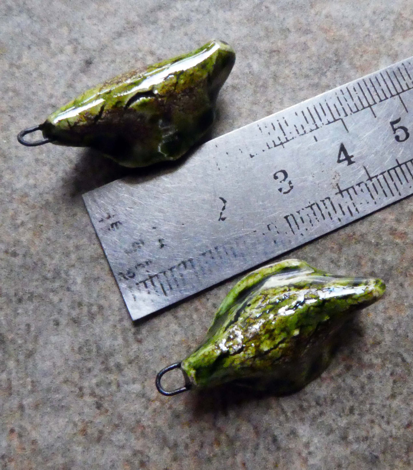 Ceramic Hooped Pod Earring Connectors - Emerald Forest