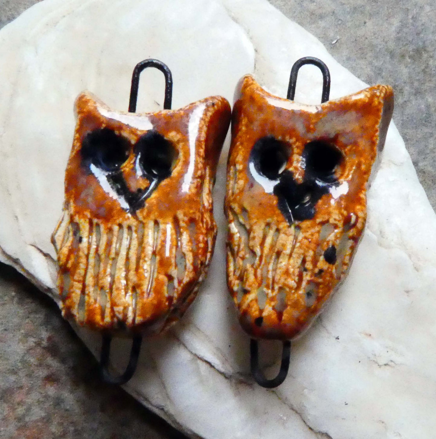 Ceramic Owl Earring Connectors