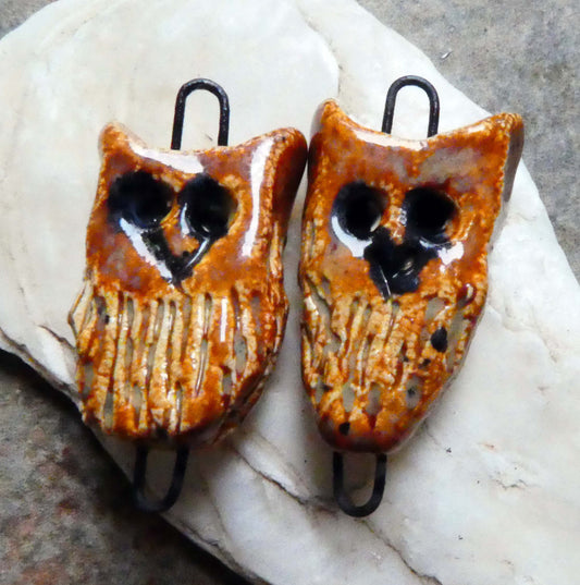 Ceramic Owl Earring Connectors