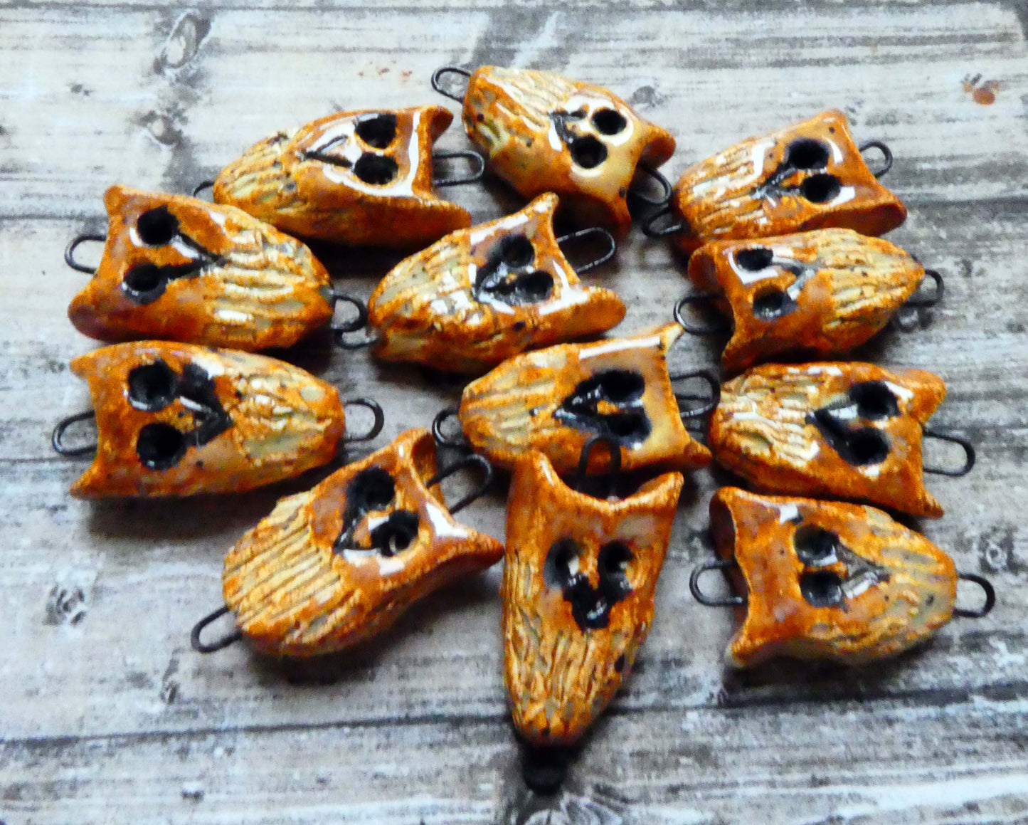 Ceramic Owl Earring Connectors