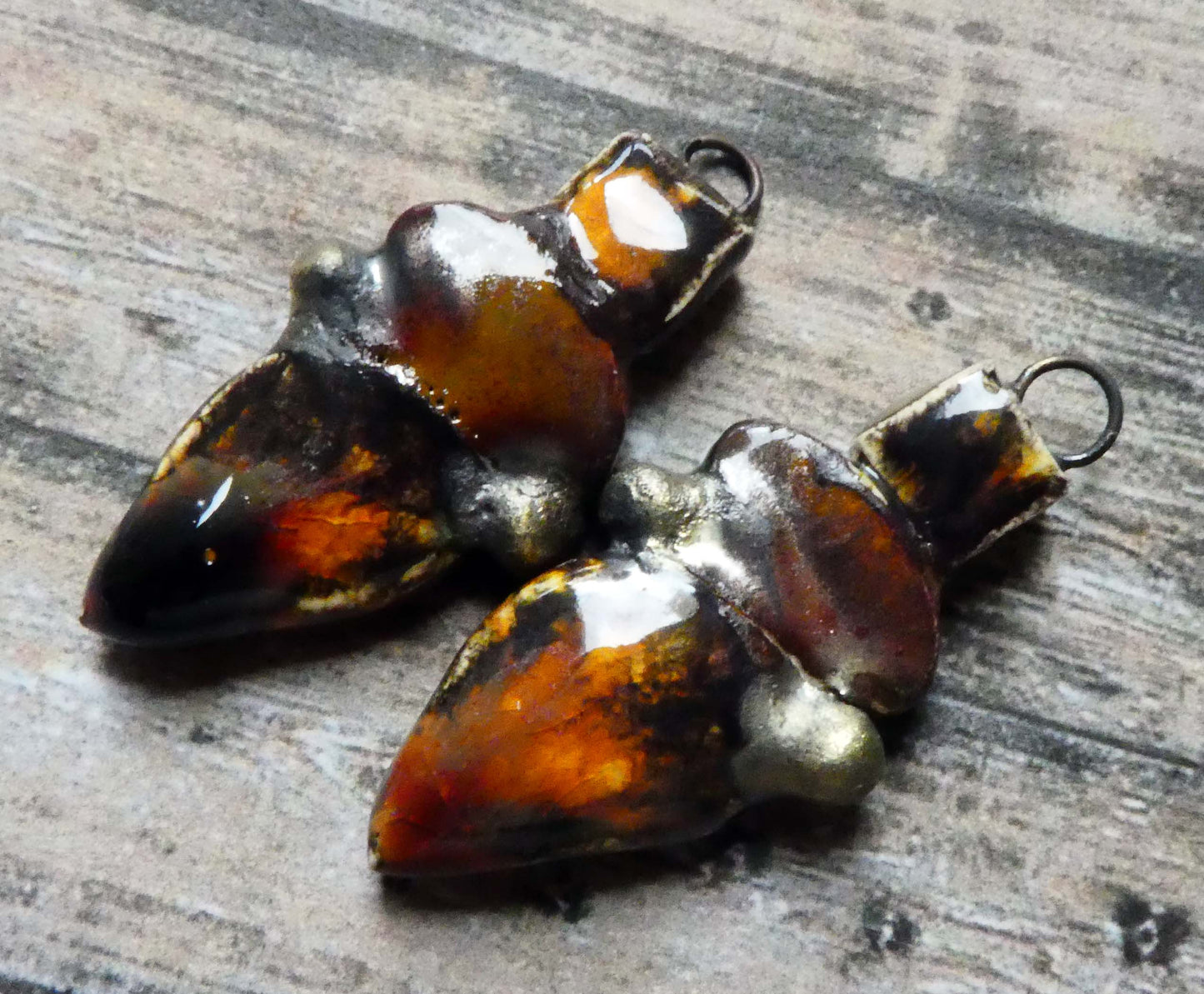 Ceramic Mixed Shape Stack Charms - Ironstone and Midas Gold