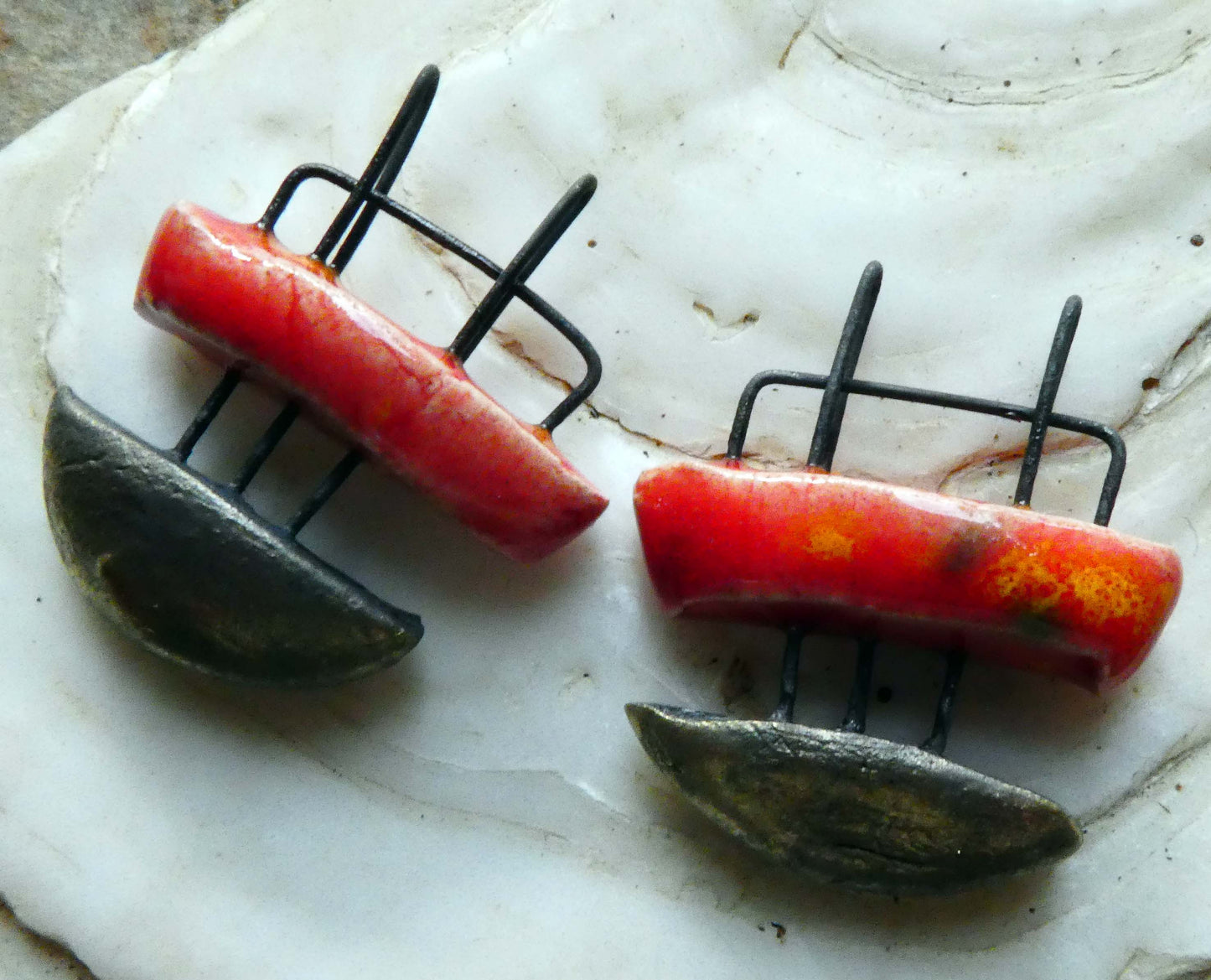 Ceramic Split Semi Circle Charms - Fruit Punch