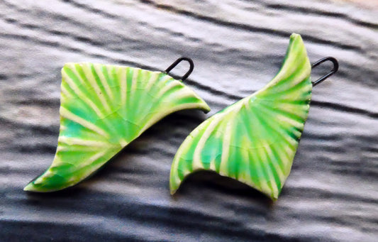 Ceramic Wave Earring Charms -Lime