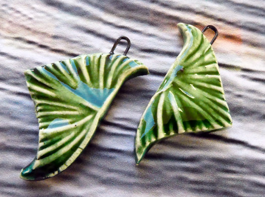 Ceramic Wave Earring Charms -Algae Bloom