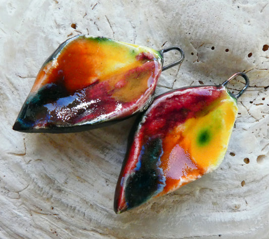 Ceramic Super Slim Autumn Leaf Charms #3