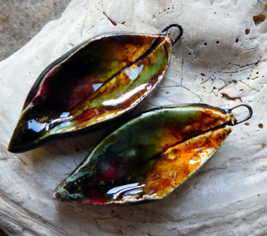 Ceramic Super Slim Autumn Leaf Charms #4