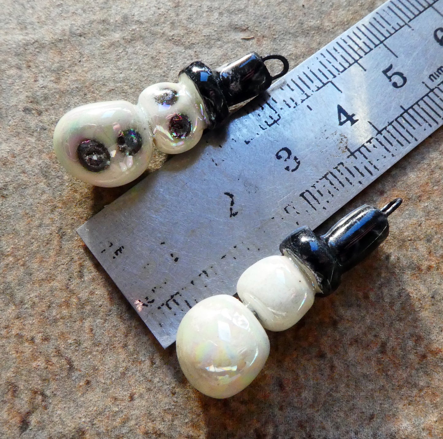 Ceramic Lustre Snowmen Charms