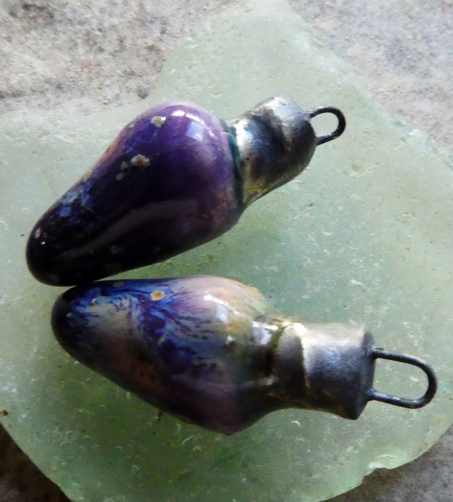 Ceramic Christmas Lights Earring Charms - Cosmic Grape