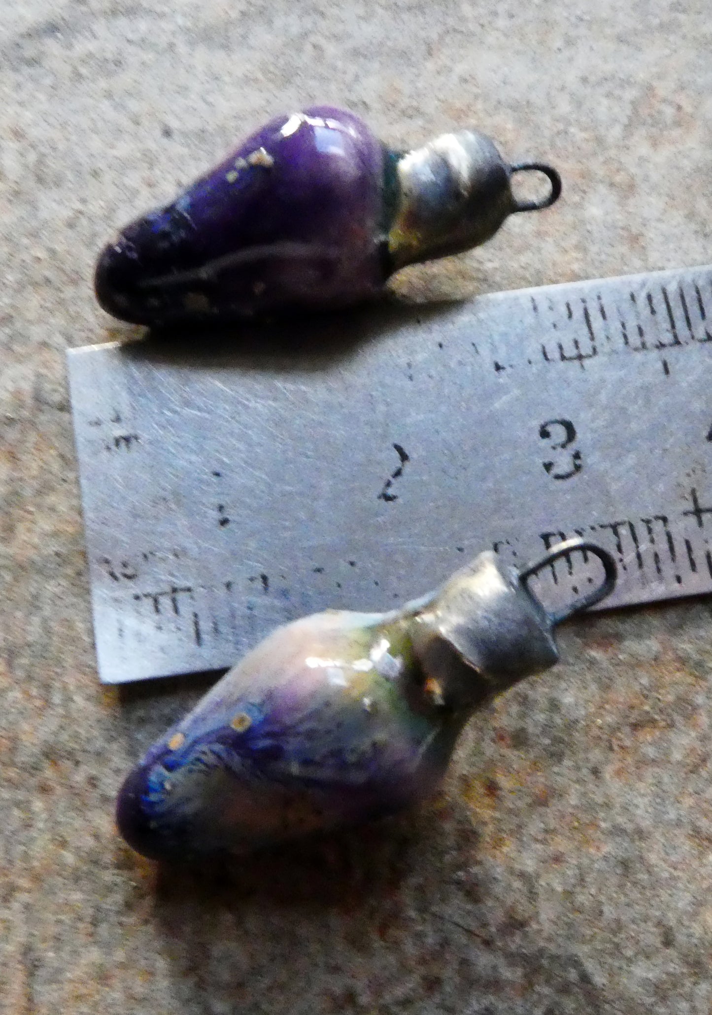 Ceramic Christmas Lights Earring Charms - Cosmic Grape