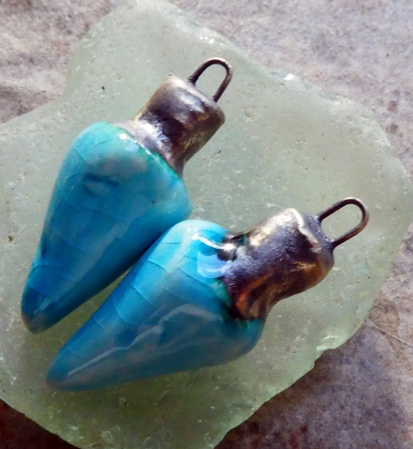 Ceramic Christmas Lights Earring Charms -Taunton Turquoise