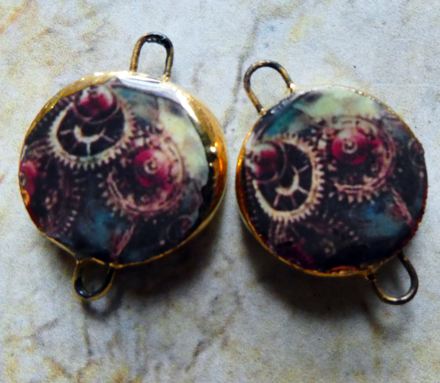 Ceramic Steampunk Bauble Decal Connectors #4