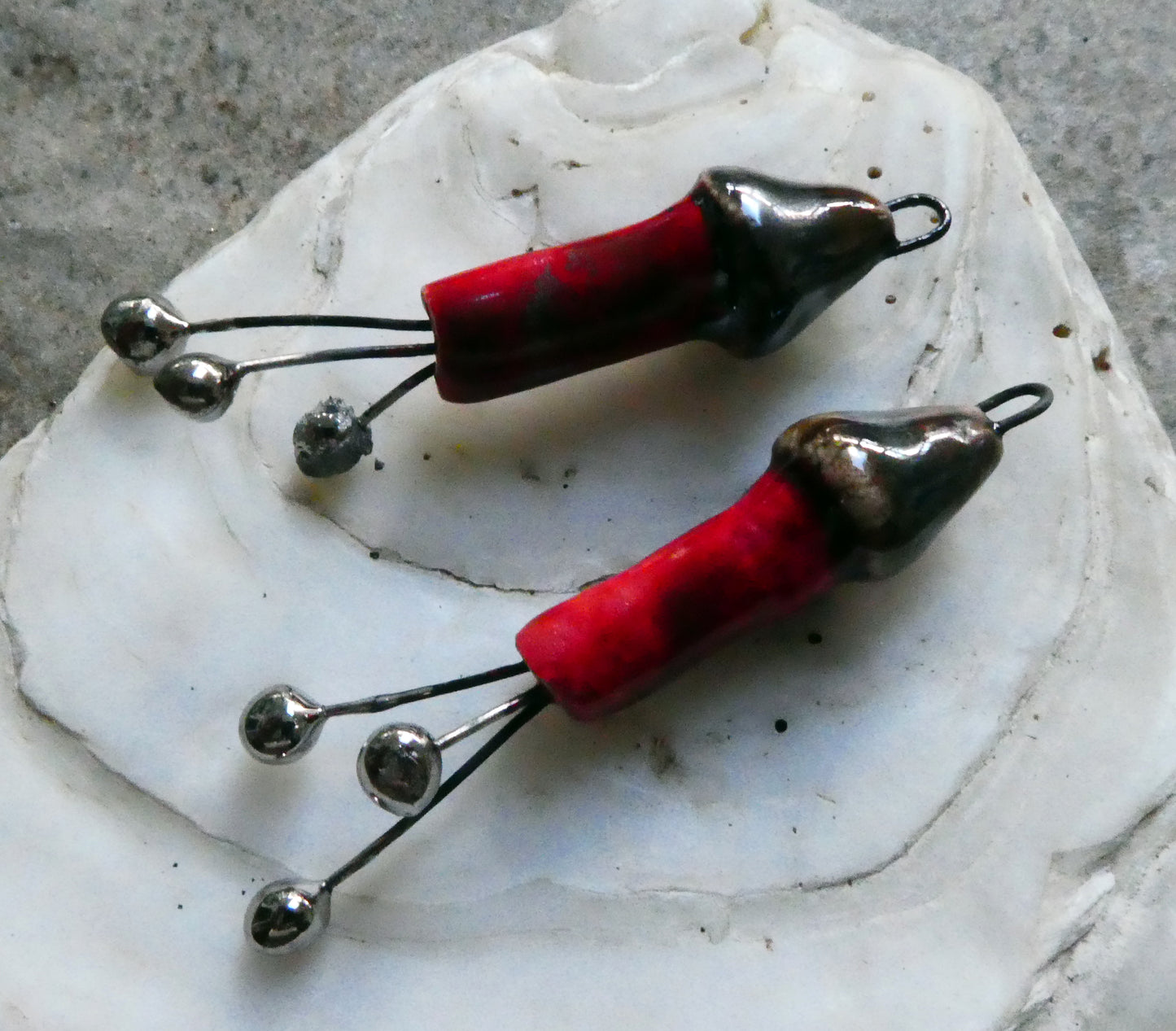 Ceramic Rocket Dangles -Red