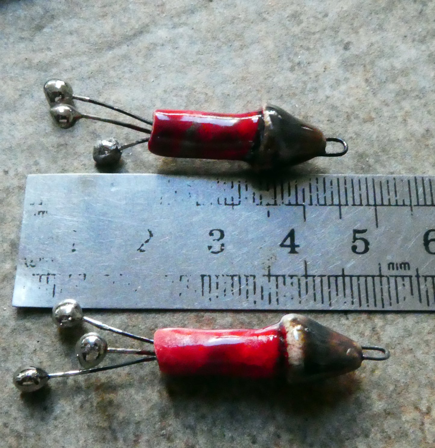 Ceramic Rocket Dangles -Red
