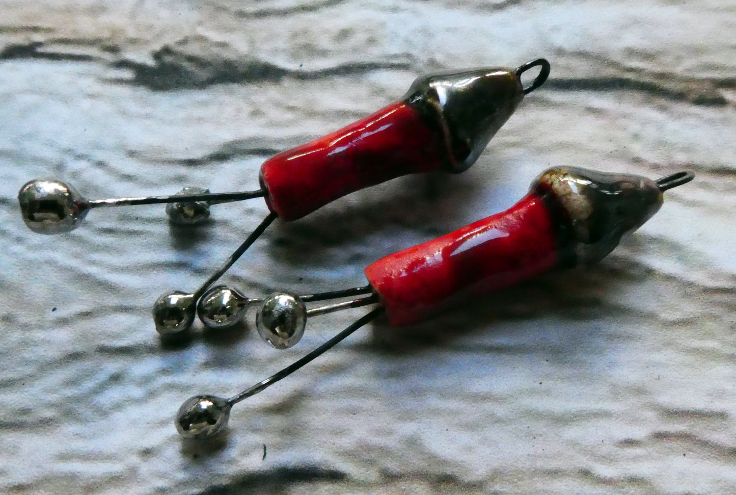 Ceramic Rocket Dangles -Red