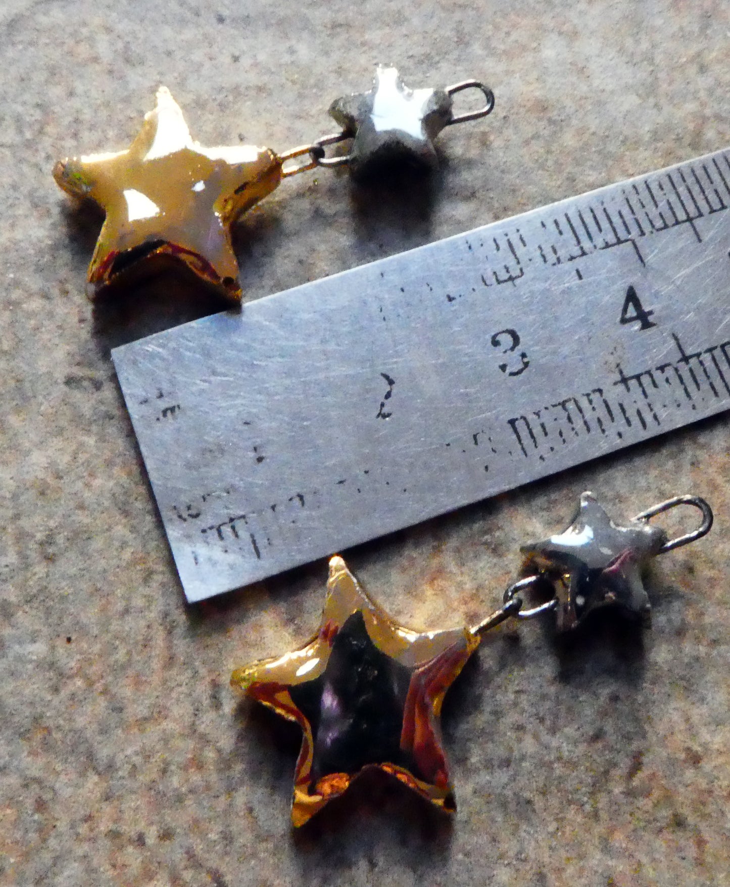 Ceramic Double Star Dangles - Gold and Platinum