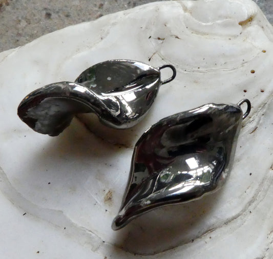 Ceramic Lustre Twist Charms - Platinum